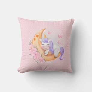 Almofada Baby Unicorn Over The Moon with Flowers