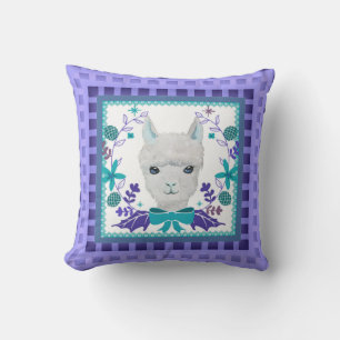 Almofada Baby White Llama Azul Olhos Roxos e Azul Verde