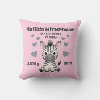 Almofada Babykissen zur Geburt - Zebra - personalisierbar -