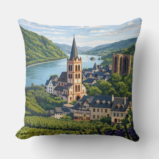 Almofada Bacharach Vintage Travel Art (Frente)