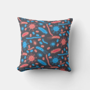 Almofada Bactéria Brilhante Microorganismo rosa azul
