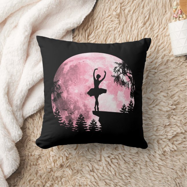 Almofada Bailarina Dançando Lua Cheia Rosa Mulher Menina (Cobertor)