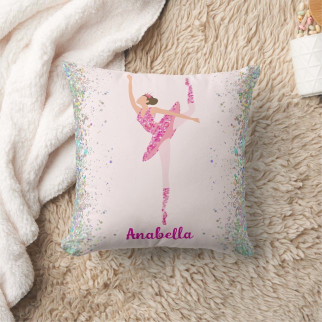 Almofada Bailarina Personalizada com Brilho Rosa Caprichosa (Cobertor)