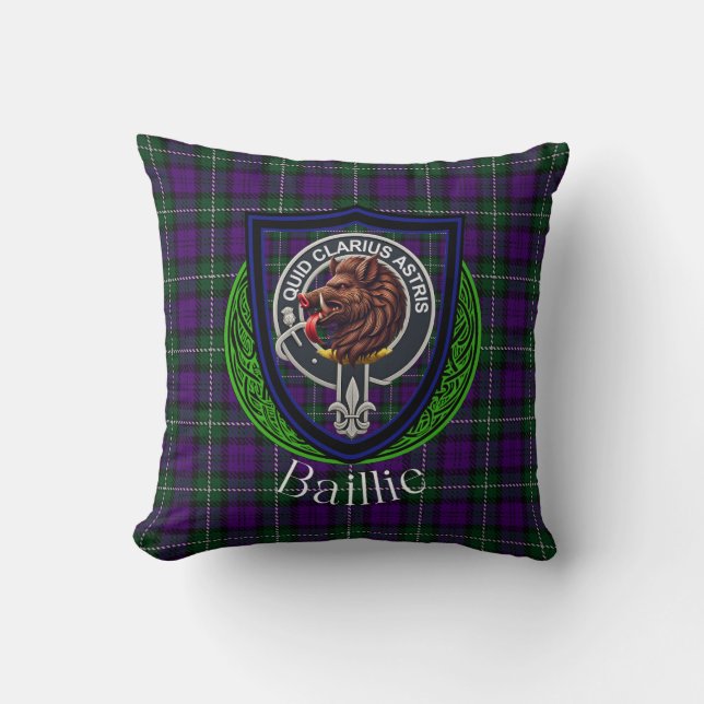 Almofada Baillie Scottish Clan Tartan Crest (Frente)