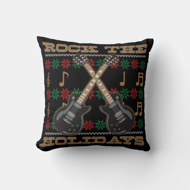 Almofada Balance a camisola feia do Natal da guitarra dos (Frente)
