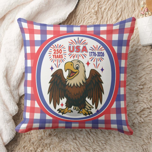 Almofada Bald Eagle com Fireworks - EUA 250 Anos 1776-2026 (Cobertor)