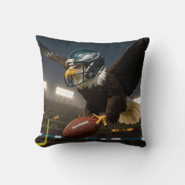 Almofada Bald Eagle com futebol e capacete no estádio