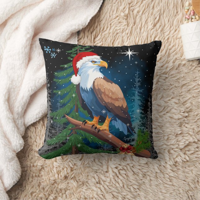 Almofada Bald Eagle vestindo Natal Hat (Cobertor)