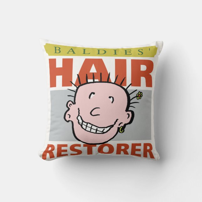 Almofada Baldies Hair Restorer. Presente do homem careca (Frente)