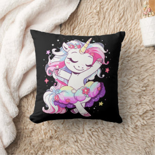 Almofada Balé Dancer Unicorn Girls Rainbow Ballerin Cor