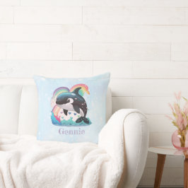 Almofada Baleia assassina de Kawaii Orca branca Rainbows Bo