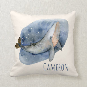 Almofada Baleia Azul-Azul-Cáudia Personalizada