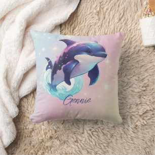 Almofada Baleia Orca Kawaii Personalizada Azul e Rosa