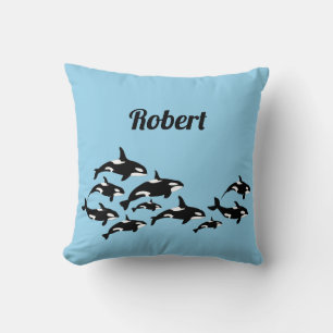 Almofada Baleias Orca legal Personalizadas Azul