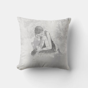 Almofada Ballerina Dancer Cinza Grungy Parede Metálica