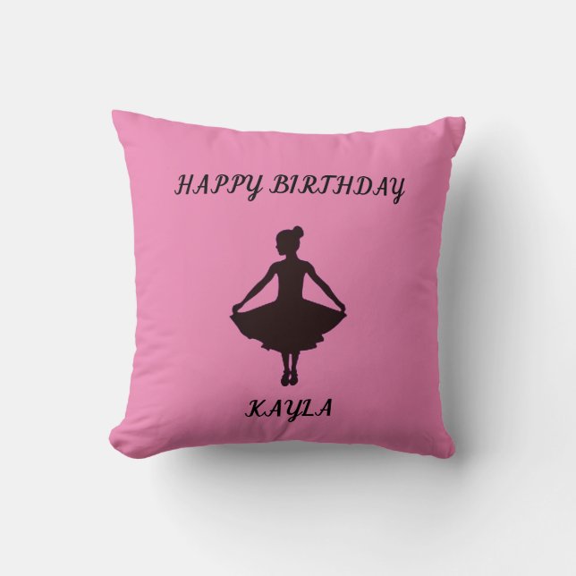 Almofada Ballerina feliz travesseiro decorativo rosa de ani (Frente)