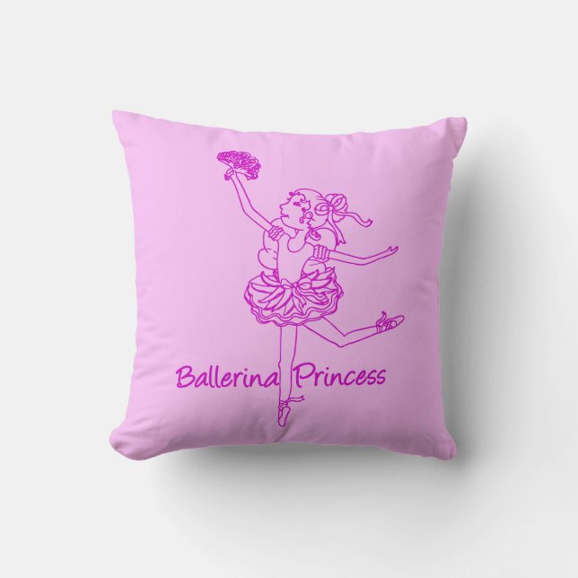Almofada Ballerina garota rosa, travesseiro decorativo roxo (Frente)