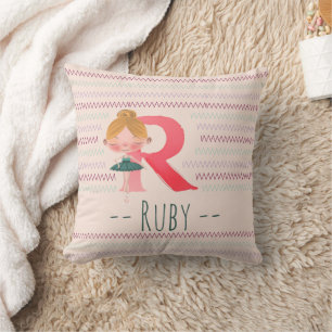 Almofada Ballerina Monograma Rosa Clara R – Arte Personaliz