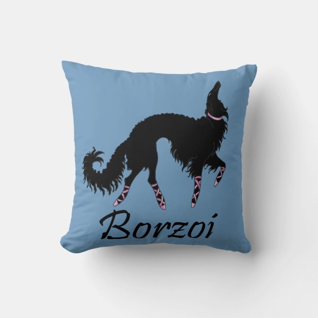 Almofada Ballet Borzoi Beleza em Preto (Frente)