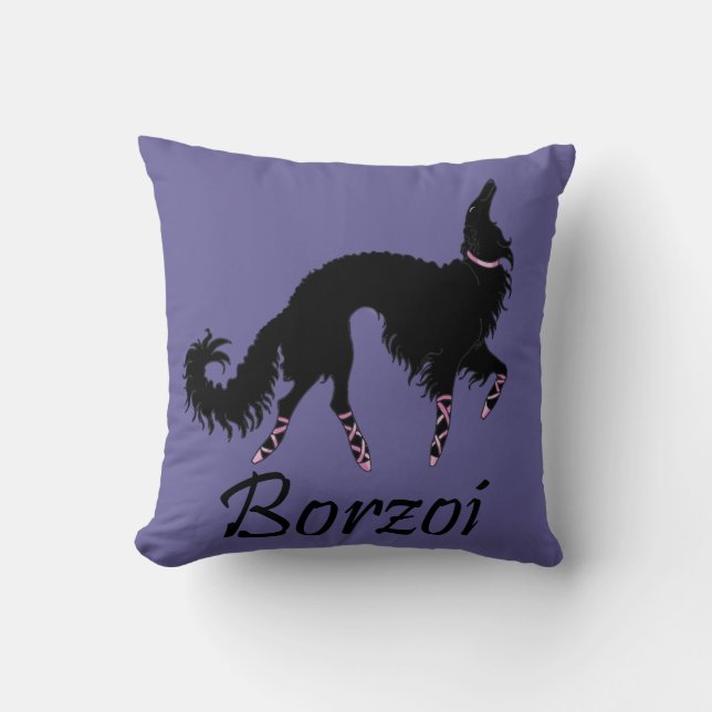 Almofada Ballet Borzoi Beleza em Preto (Frente)