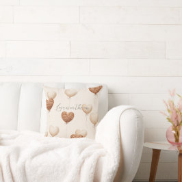 Almofada Balões de Coração Marrom Creme Amor no Ar