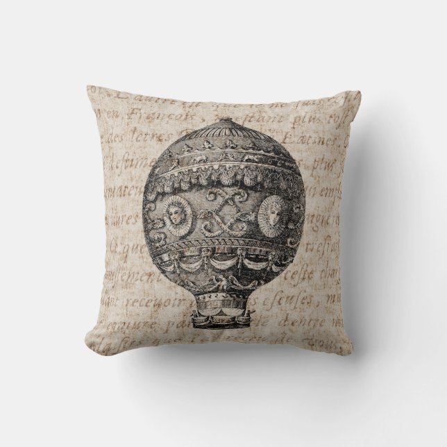 Almofada Balões velhos do dirigível retro do balão de ar (Frente)