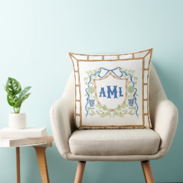 Almofada Bambu & Olive Topiary Crest | Monograma