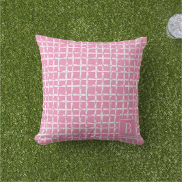Almofada Bambu Préppy – Monograma Costeiro Rosa