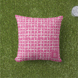 Almofada Bambu Préppy – Monograma Costeiro Rosa