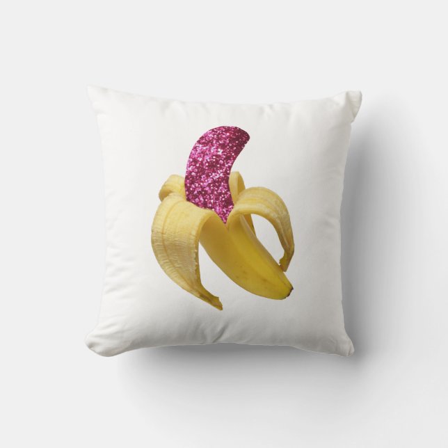 Almofada Banana com brilho rosa sujo parece deliciosa (Frente)