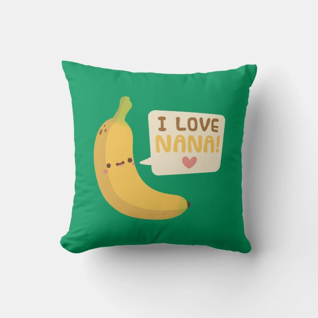 Almofada Banana Fofa, Eu Amo Vovó, Decoração de Quarto Infa (Frente)