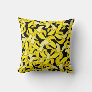 Almofada Bananas Amarelas Vintage: Fundo Negro