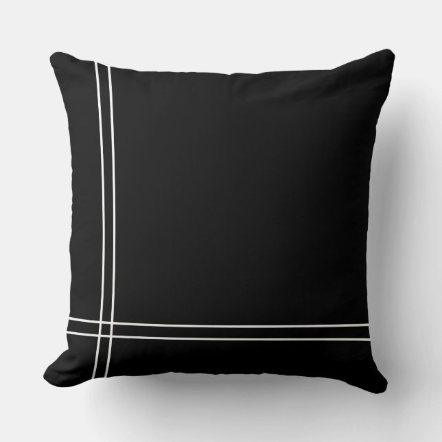 Almofada Bandas brancas preto minimalistas clássicas (Frente)