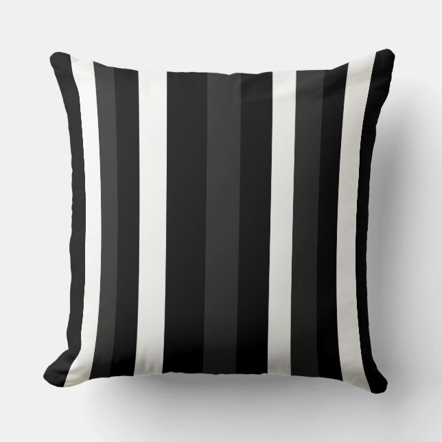 Almofada Bandas de Cinza, brancas e pretas (Frente)