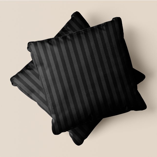 Almofada Bandas de Cinza e Preto (Black & Grey Stripes Throw Pillow)