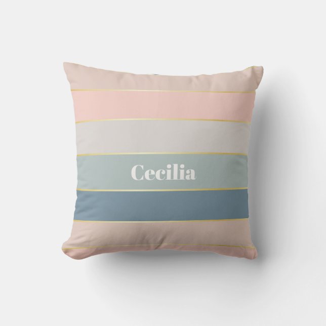 Almofada Bandas de Cores Personalizadas de Verão Douradas,  (Frente)