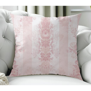 Almofada Bandas de Damasco Vermelho e Branco em Satin