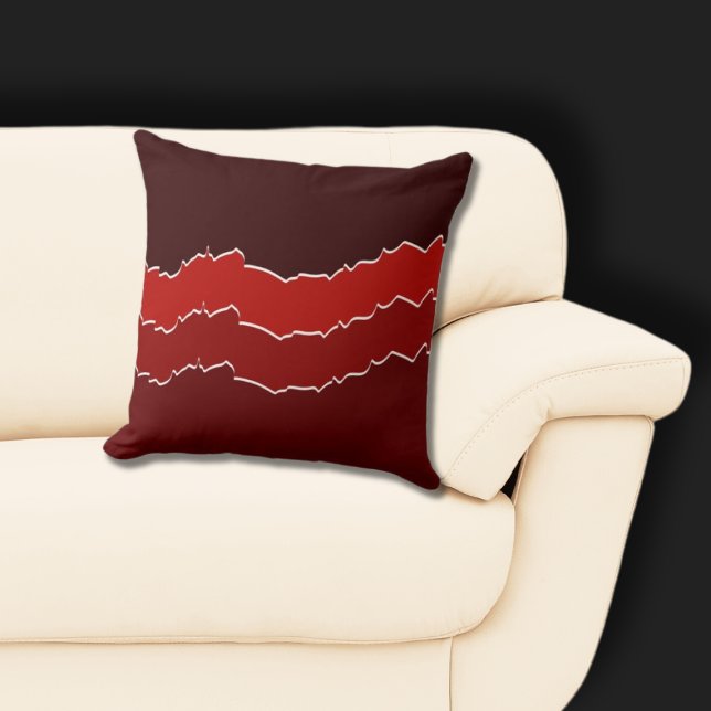 Almofada Bandas Vermelhas Irregulares (Irregular Red Torn Striped Pillow)