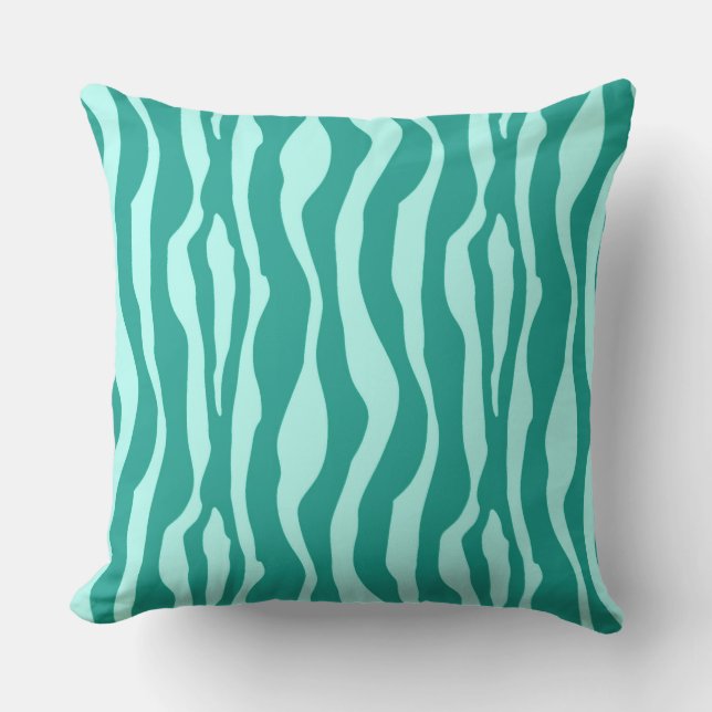 Almofada Bandas-zebra - Turquesa e Aqua (Frente)