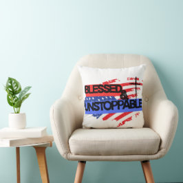 Almofada Bandeira Americana Abençoada e Implacável