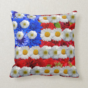 Almofada bandeira americana floral bonito