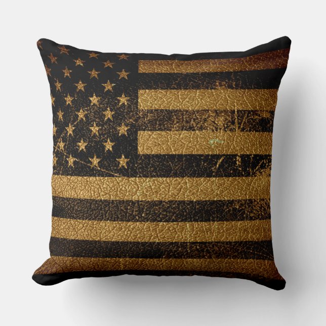 Almofada Bandeira Americana Vintage Leather #3 (Frente)