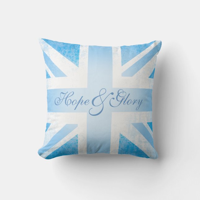 Almofada Bandeira britânica baby blue hope & glorifica trav (Frente)