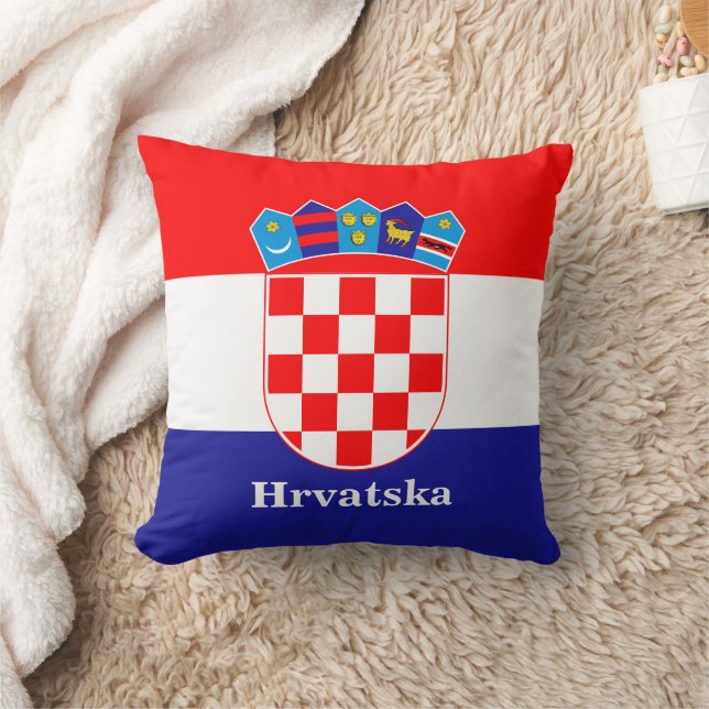 Almofada Bandeira Croata Com Texto Personalizado (Cobertor)