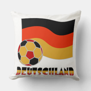 Almofada Bandeira da Alemanha e Bola de Futebol Borda Cinza