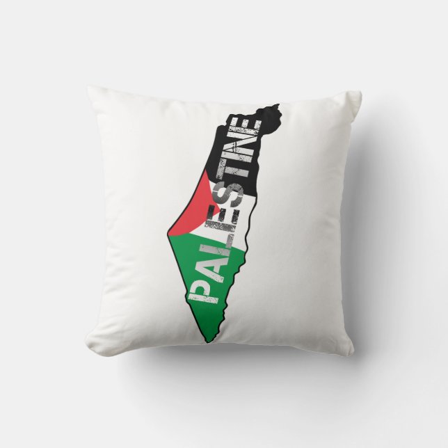 Almofada Bandeira da Palestina Livre no Mapa Palestino (Frente)