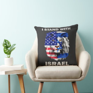 Almofada Bandeira de Israel e EUA Leão _ Eu apoio Israel