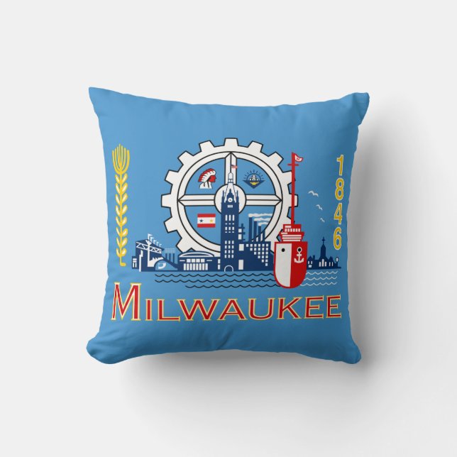 Almofada Bandeira de Milwaukee, Travesseiro decorativo de W (Frente)