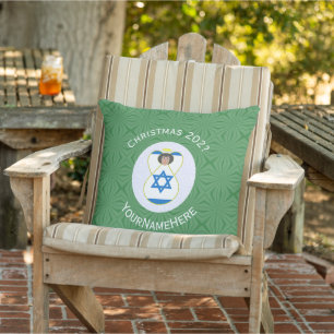 Almofada Bandeira de Natal Anjo Israelense Personalizada