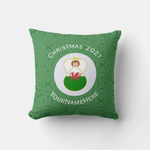 Almofada Bandeira de Natal do Anjo Galês Personalizada